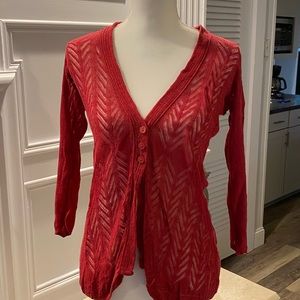 Red cardigan light sweater